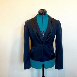 Elevenses Anthropologie Black Blazer w/Decorative Single Breasted Shawl Lapel